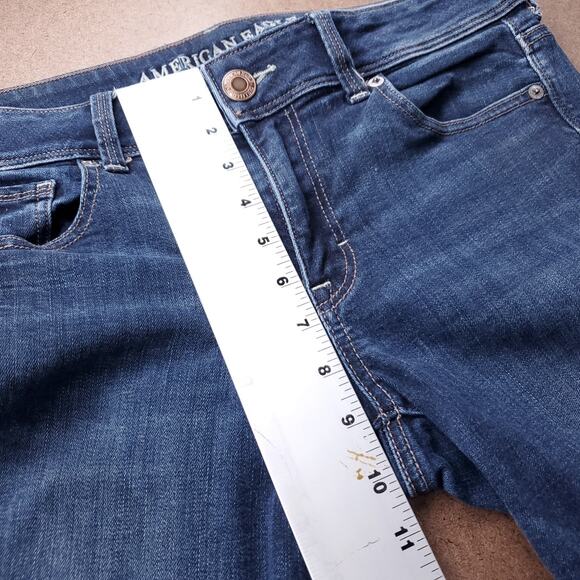 American Eagle Jeans Women 10L Dk Blue Kick Boot Classic Retro Casual Streetwear - Picture 6 of 13